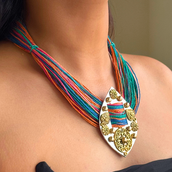 Mithi Multicolour Jute Necklace