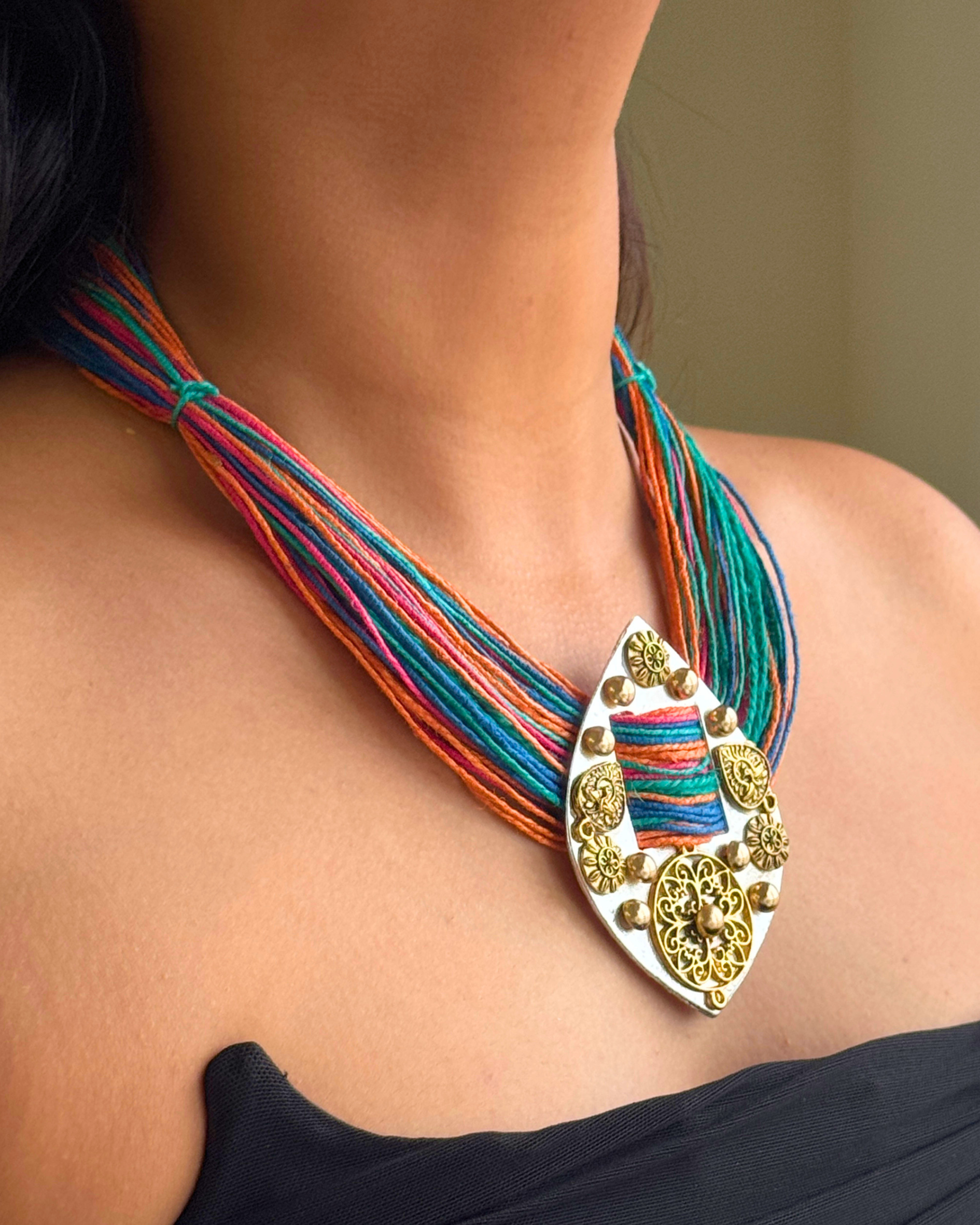 Mithi Multicolour Jute Necklace