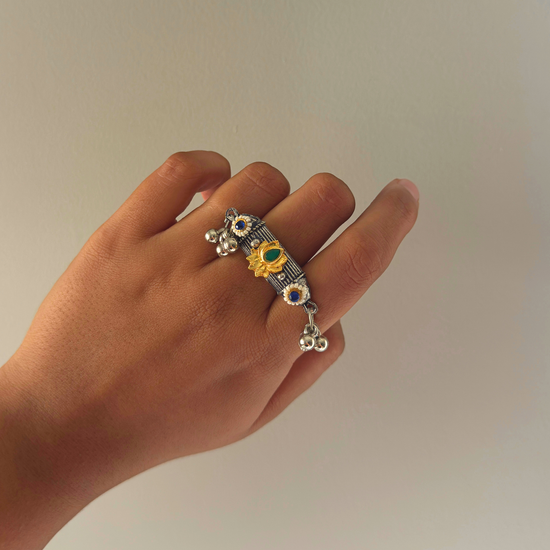 Shalini Oxidised Kundan Ring