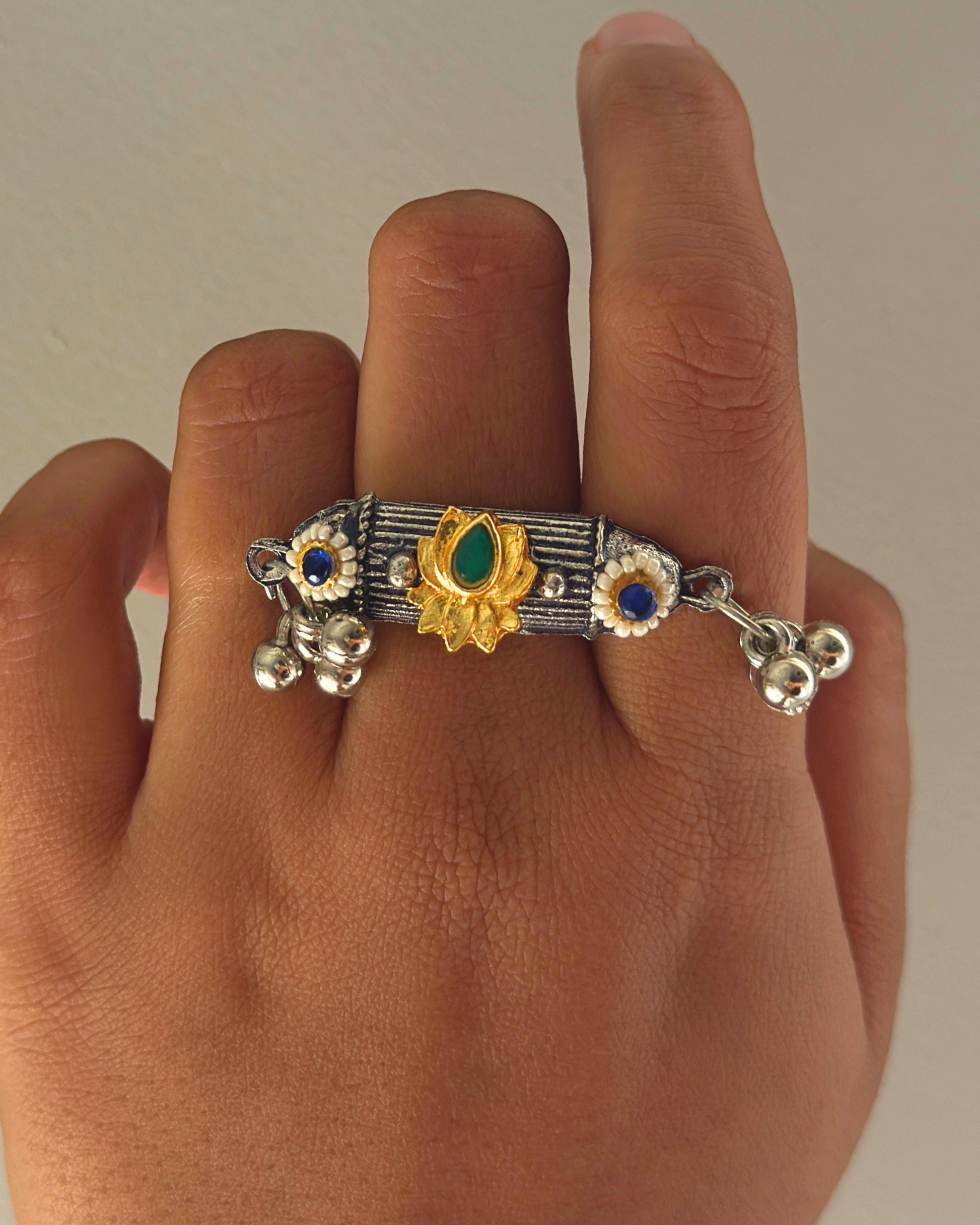 Shalini Oxidised Kundan Ring