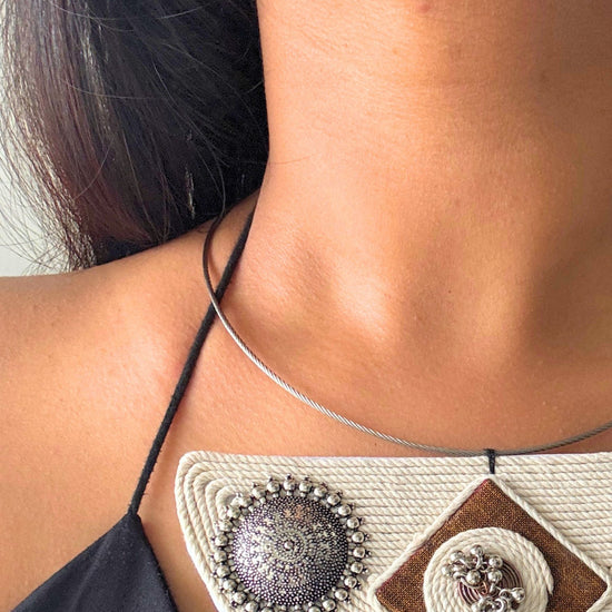 Kirti Oxidised Hasli Set