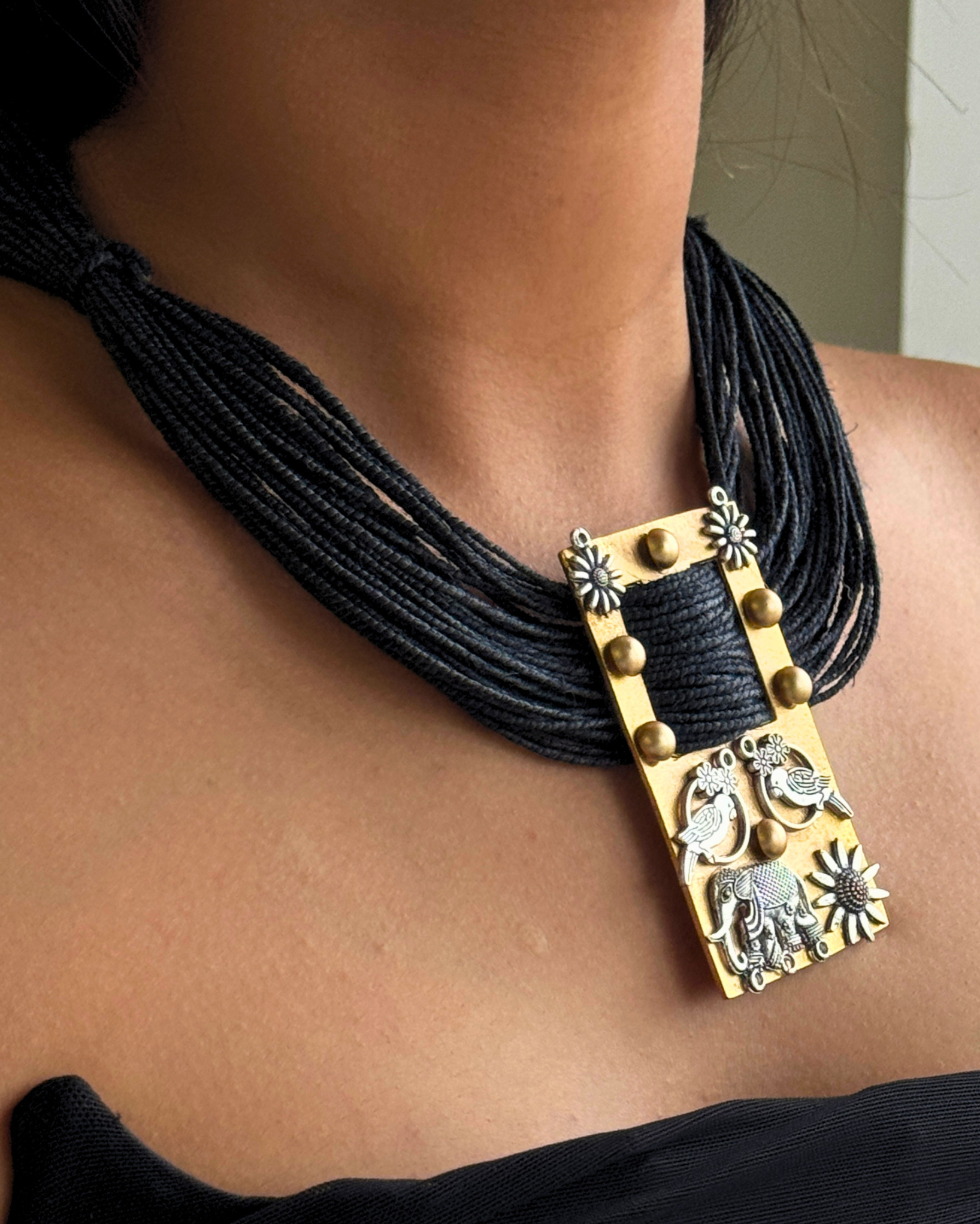 Mishri Black Jute Necklace