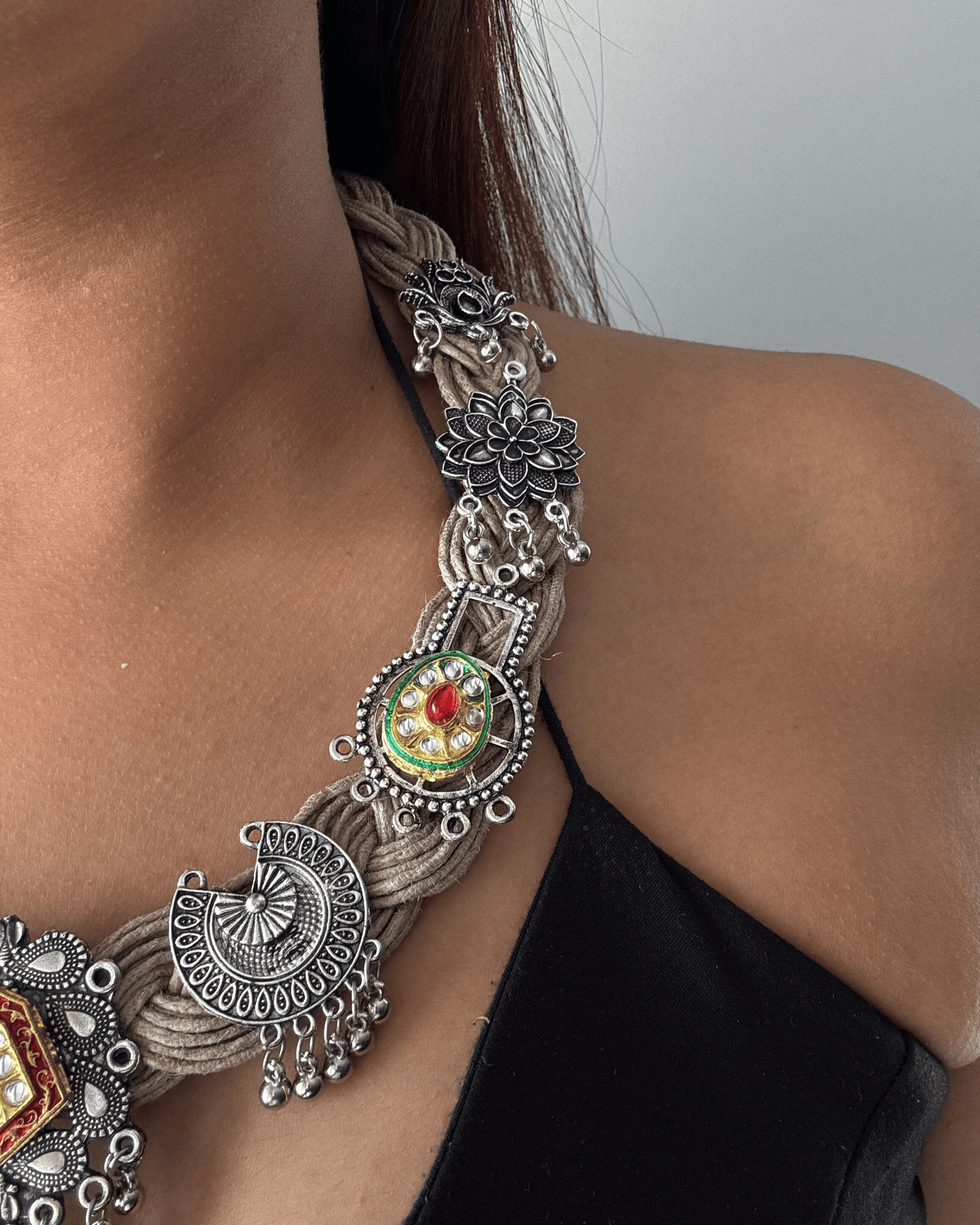 Adah Beige Jute Necklace