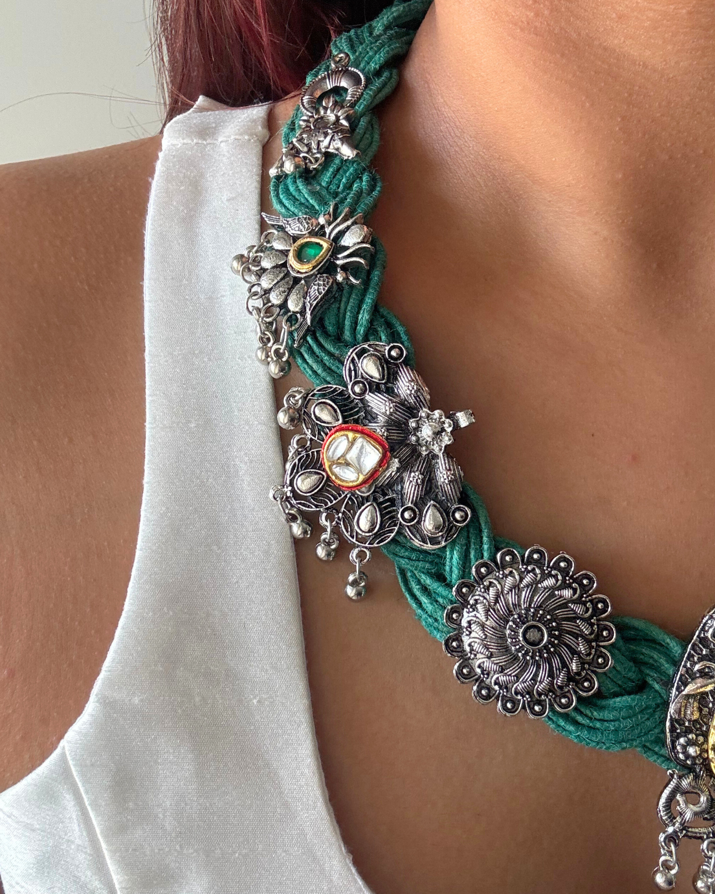 Ayodhya Green Jute Necklace
