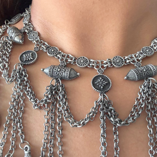 Dipali Kutchi Oxidised Choker Set