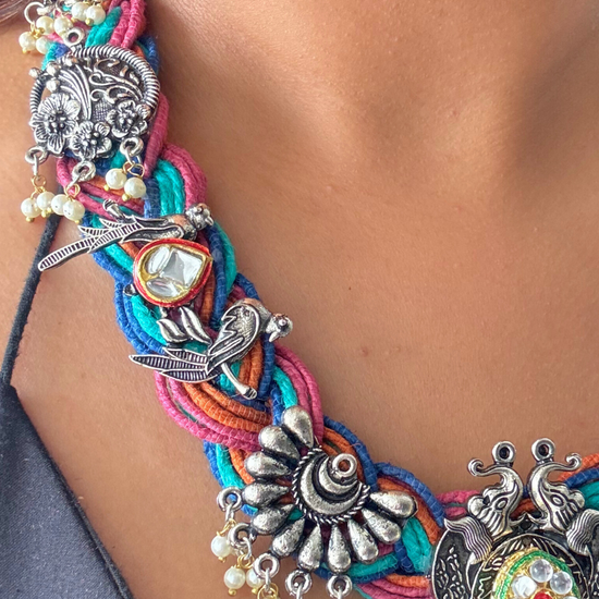 Rangoli Multicolour Jute Necklace