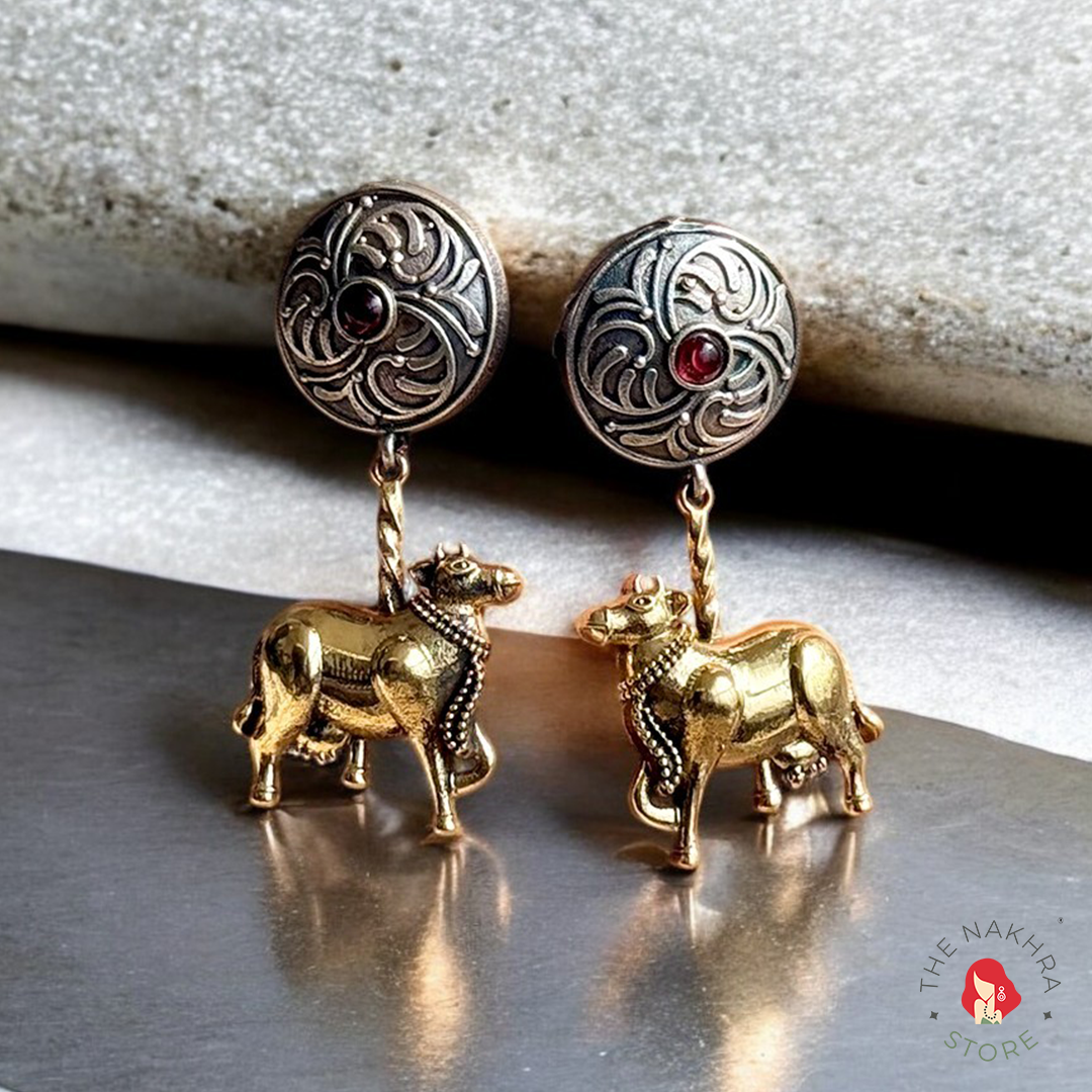 Pichwai Cow Design Earring: Madhuban Earrings