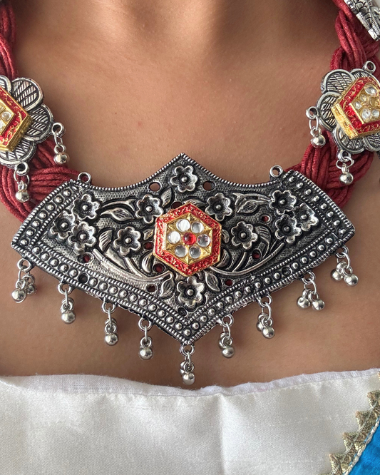 Mandodari Red Jute Necklace