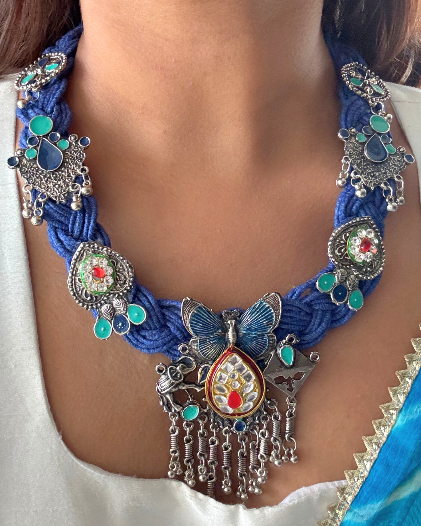 Shradha Blue Jute Necklace