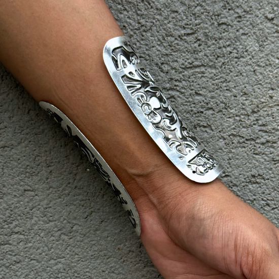 Shaili Tribal Long Silver Kada