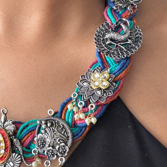 Satrangi Multicolour Jute Necklace