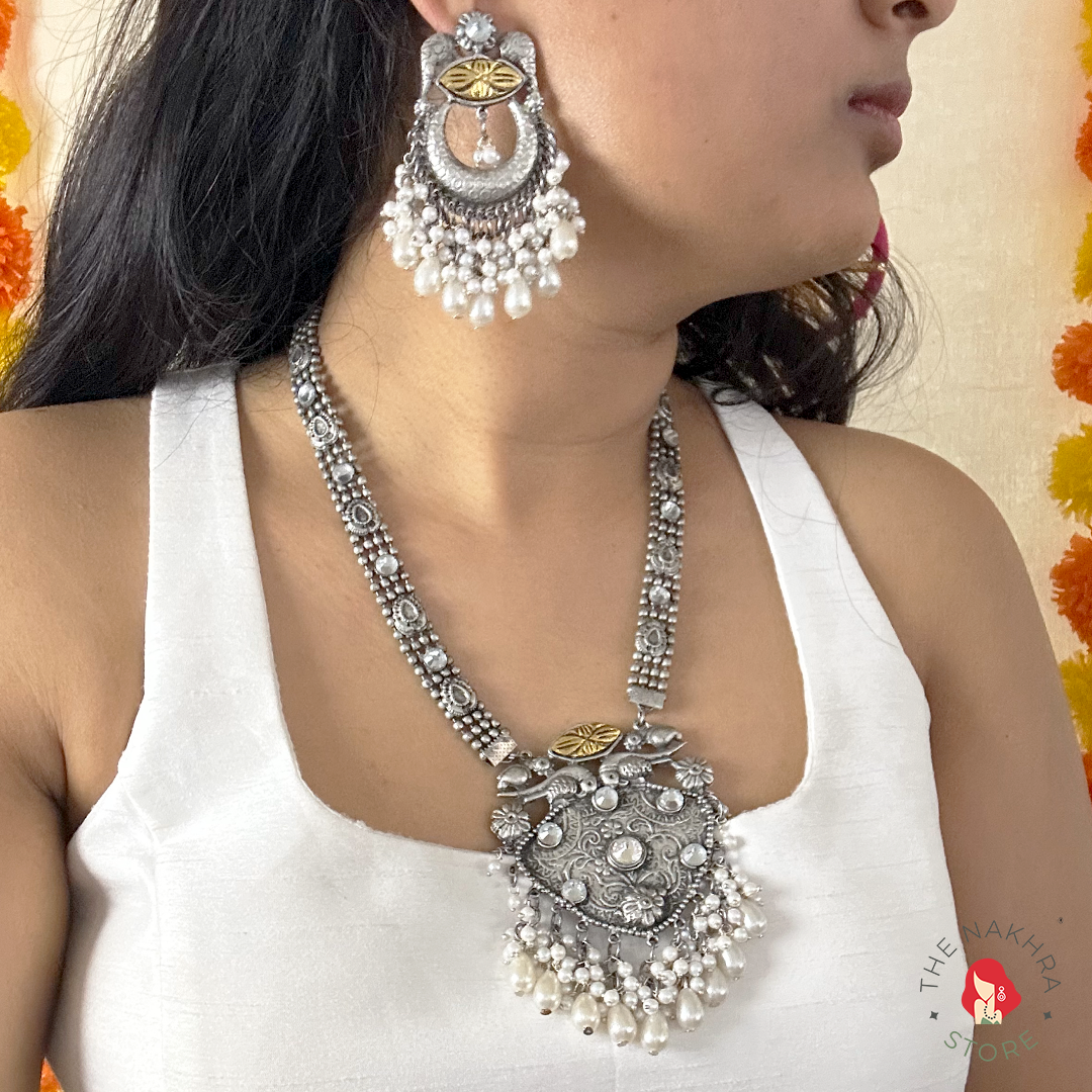 Khudaya Long Dual Tone Necklace Set