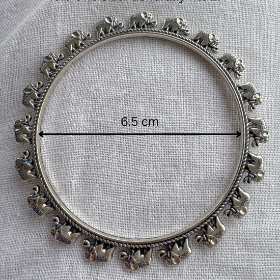 Elephant Oxidised Bangles - Set of 2