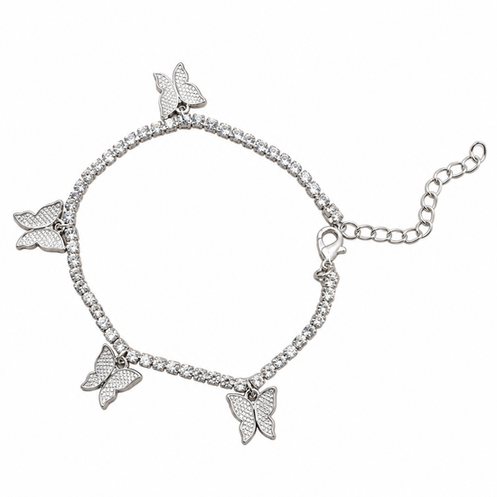 Butterflies Silver Anklet