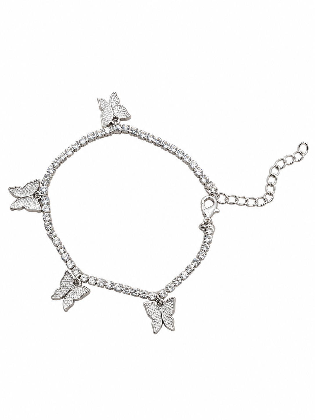 Butterflies Silver Anklet