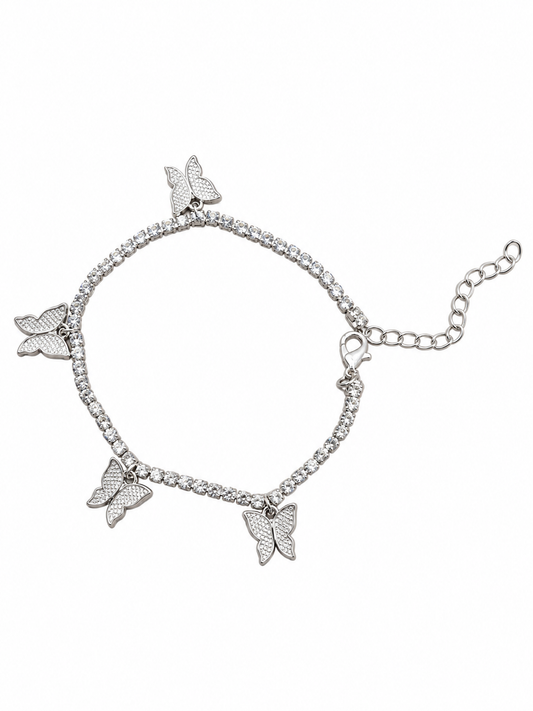 Butterflies Silver Anklet