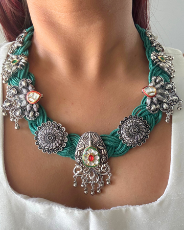 Ayodhya Sea Green Jute Necklace