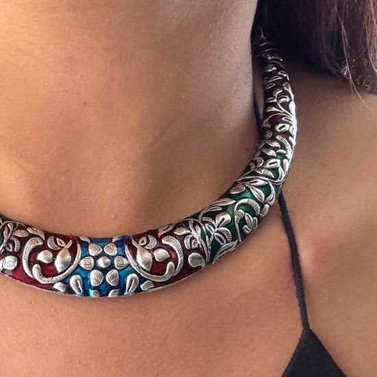 Meena Multi-colour Choker Set