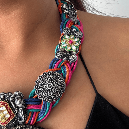 Morni Multi Colour Jute Necklace