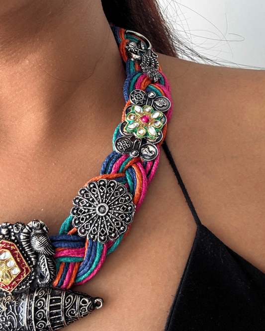 Morni Multi Colour Jute Necklace