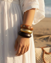 Golden Hour Wooden Bangle Stack - Stack of 3