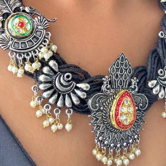 Adhira Black Jute Necklace