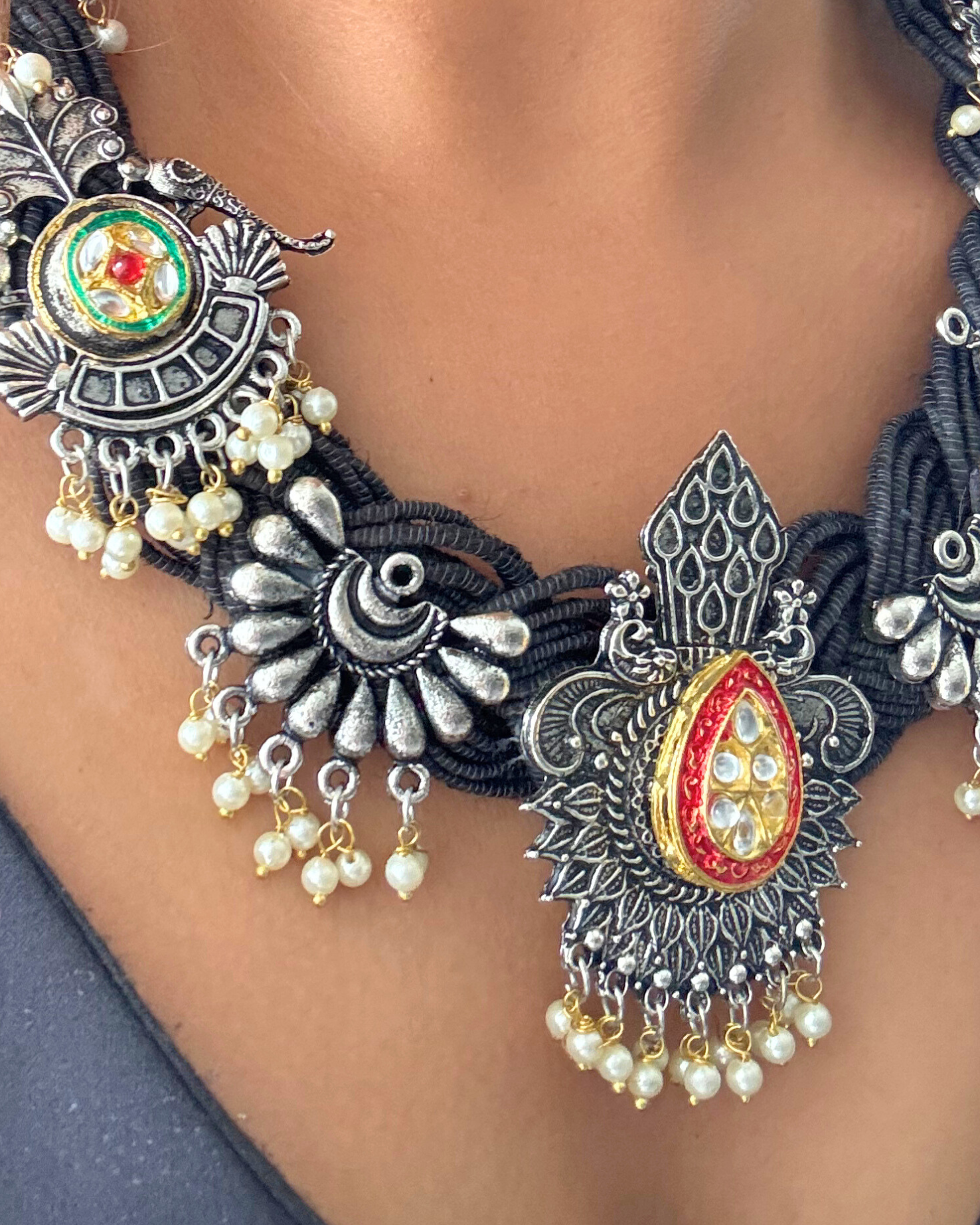 Adhira Black Jute Necklace