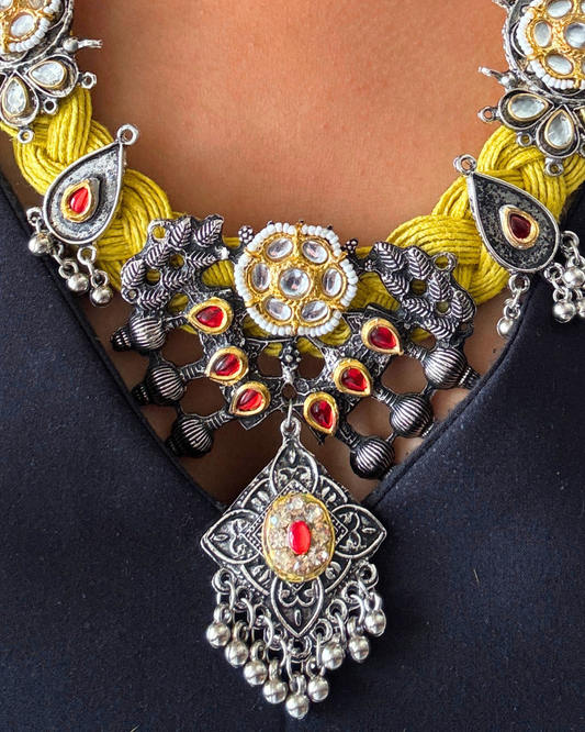 Shanaya Mustard Yellow Jute Necklace