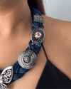 Titli Navy Blue Jute Necklace