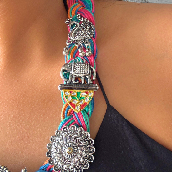 Yogita Multi-colour Jute Necklace