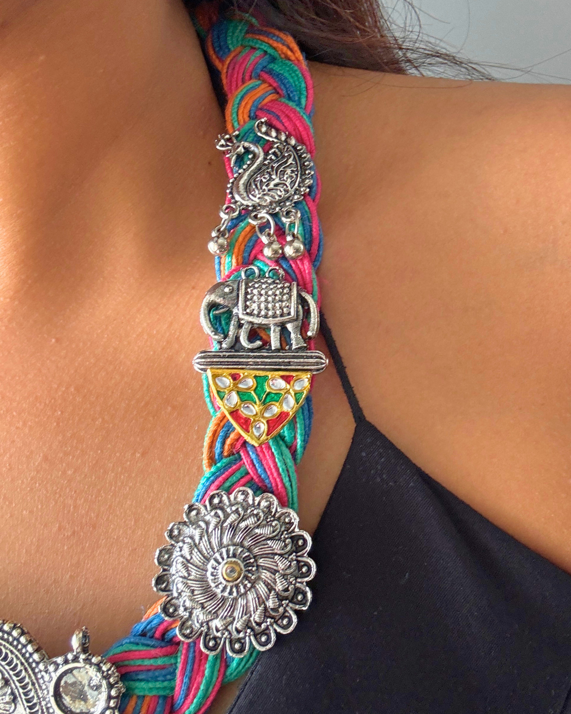 Yogita Multi-colour Jute Necklace