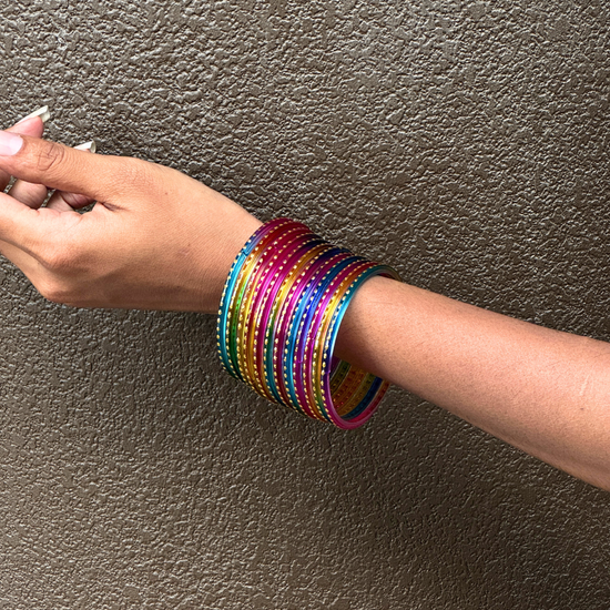 Rainbow Glass Bangles (Set of 12)