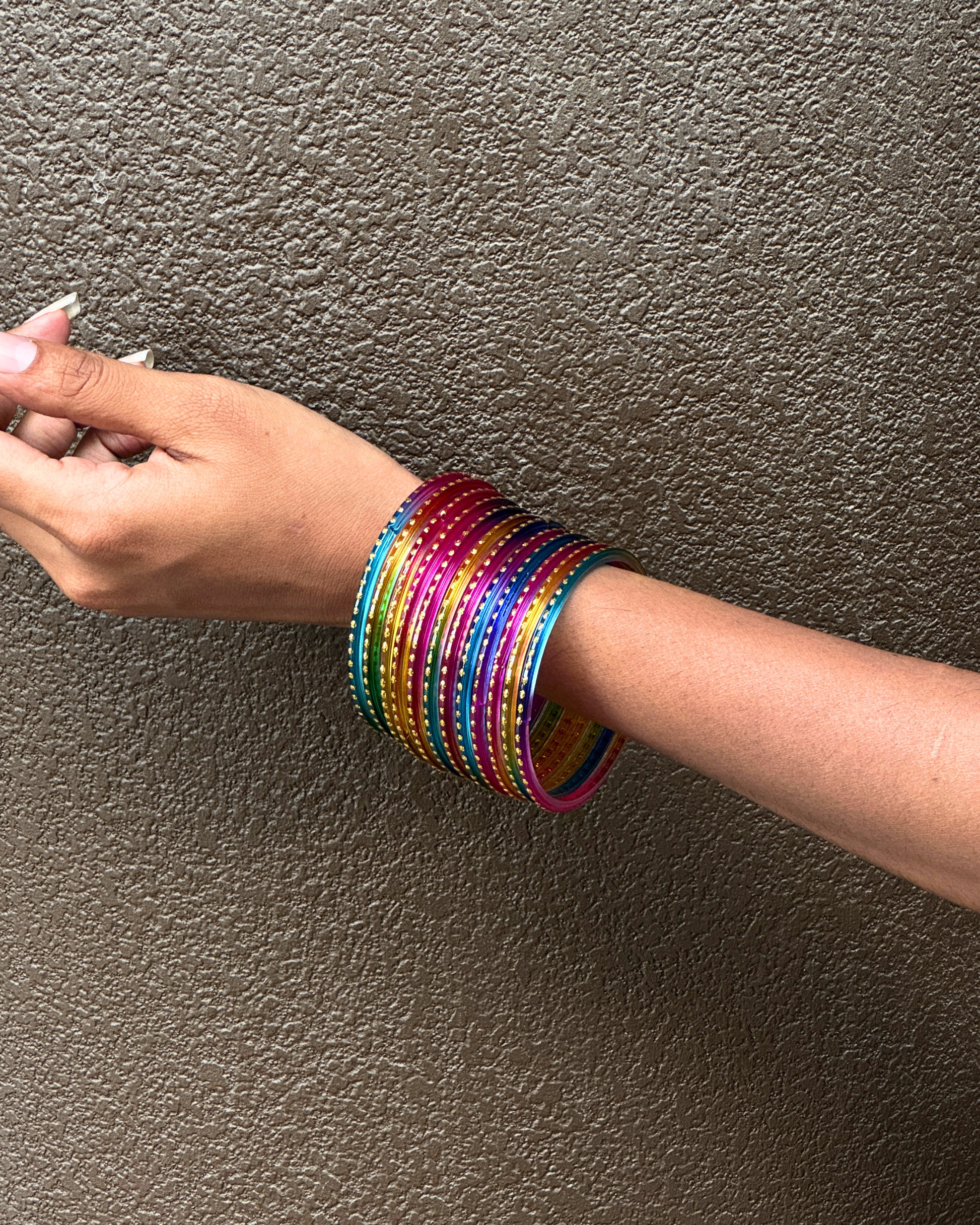 Rainbow Glass Bangles (Set of 12)