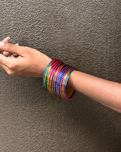 Rainbow Glass Bangles (Set of 12)