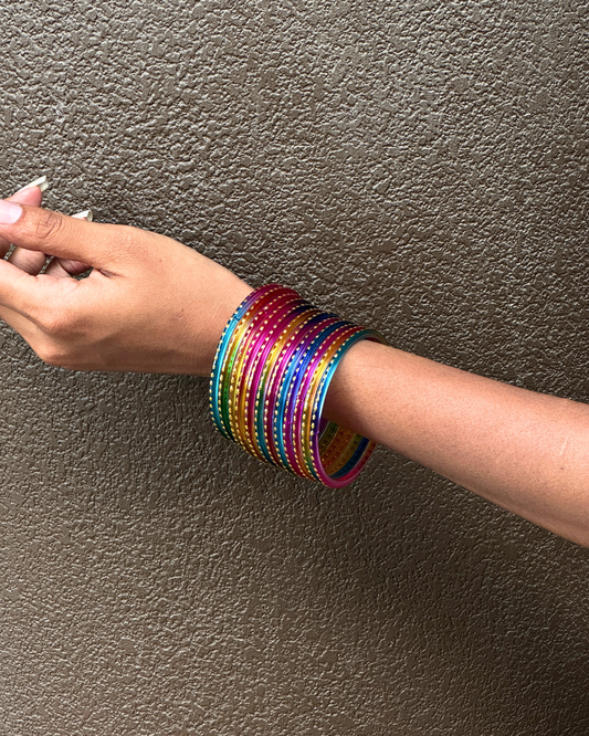 Rainbow Glass Bangles (Set of 12)