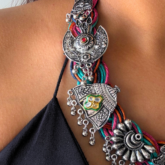 Chitra Multi-colour Jute Necklace