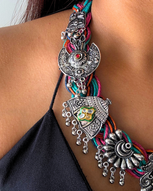 Chitra Multi-colour Jute Necklace