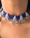 Alanka Blue Oxidised Choker Set