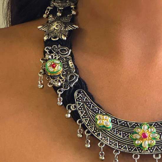 Sumitra Black Jute Necklace