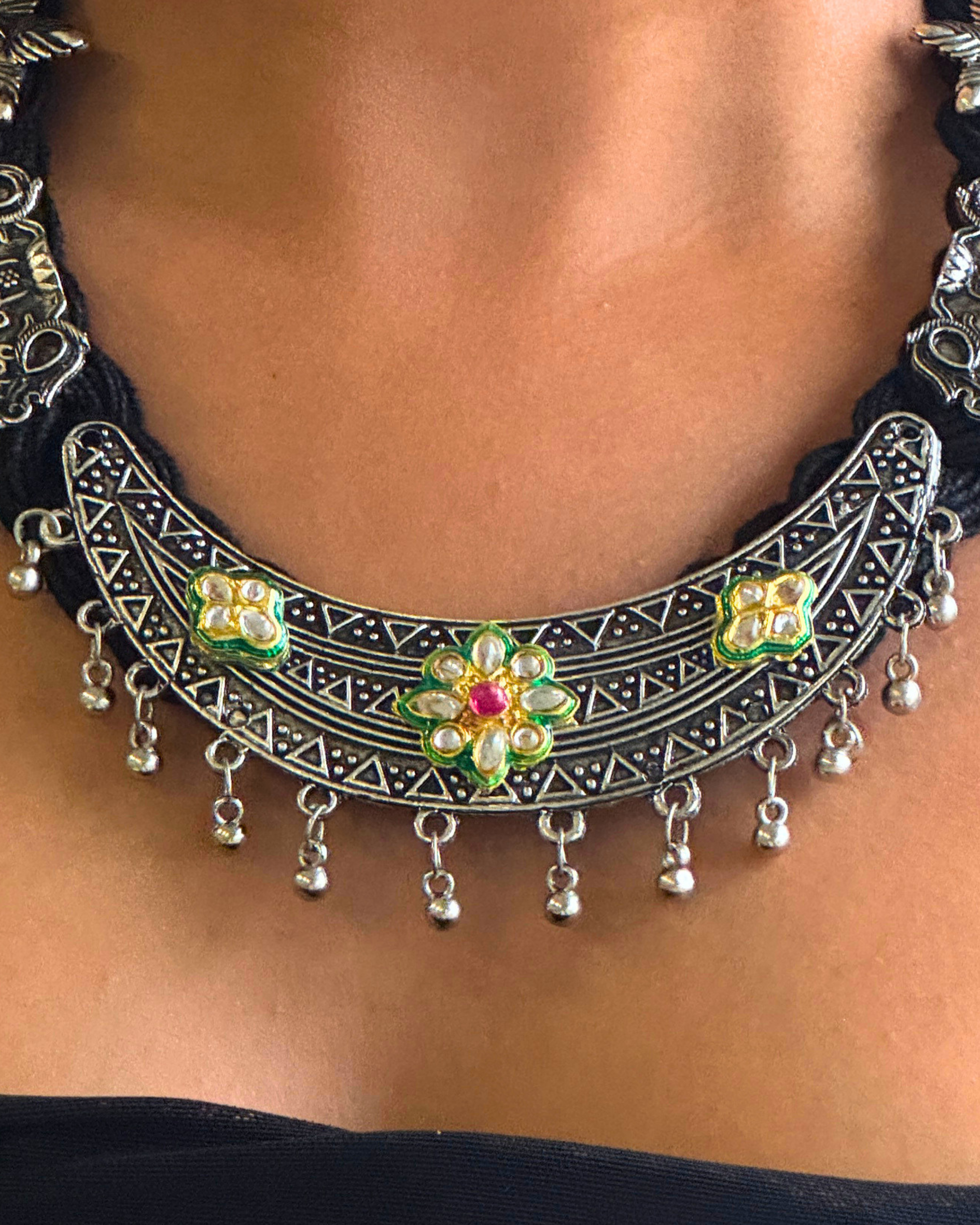 Sumitra Black Jute Necklace