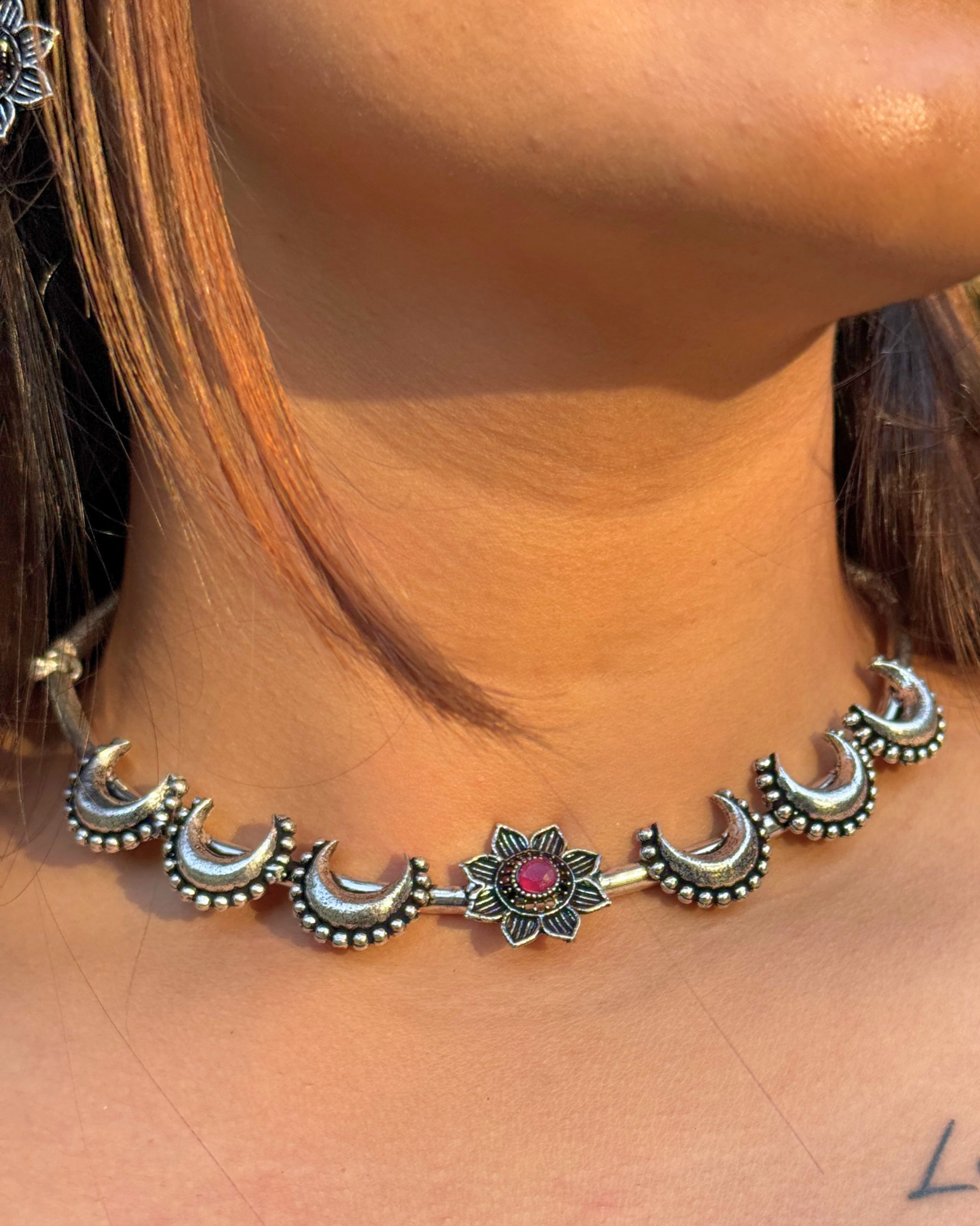 Chandrima Red Stone Choker Set