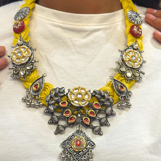 Shanaya Mustard Yellow Jute Necklace