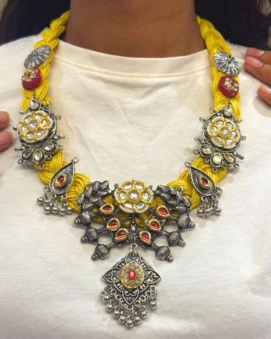 Shanaya Mustard Yellow Jute Necklace