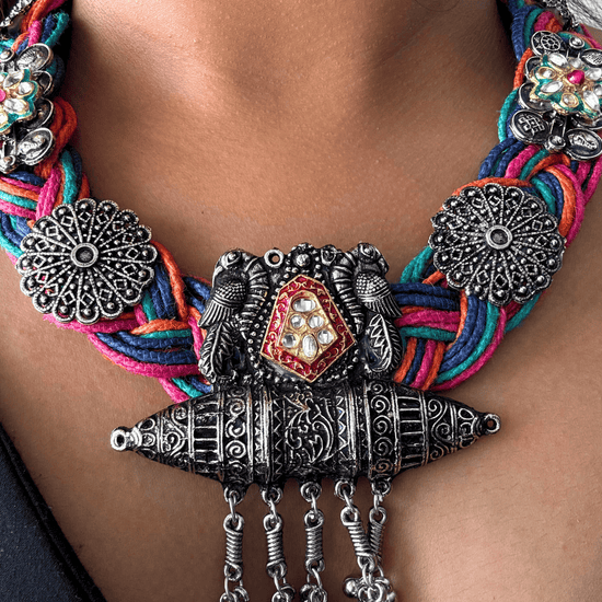 Morni Multi Colour Jute Necklace