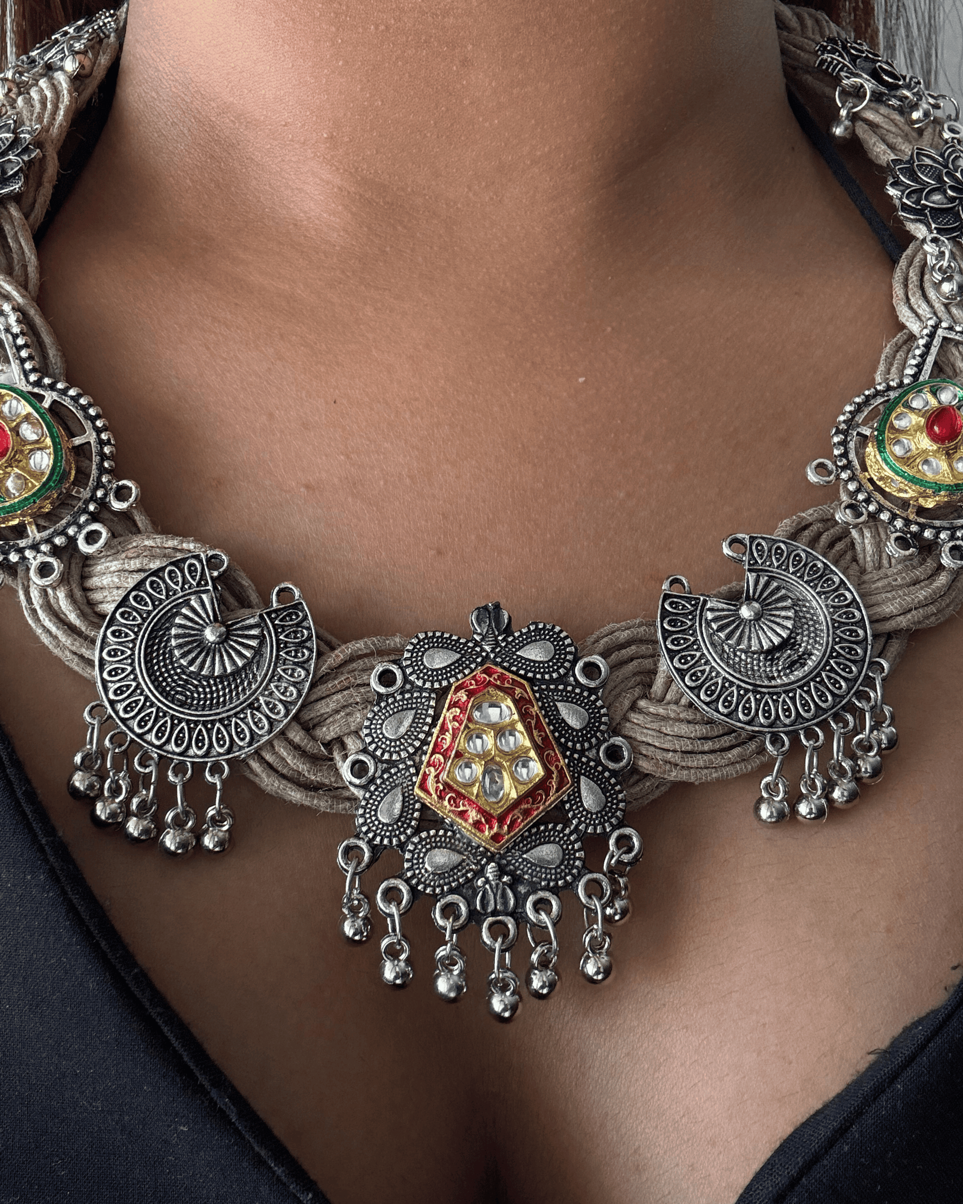 Adah Beige Jute Necklace