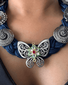 Titli Navy Blue Jute Necklace