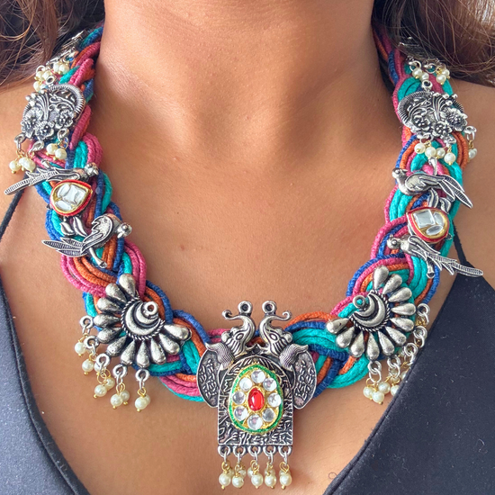 Rangoli Multicolour Jute Necklace