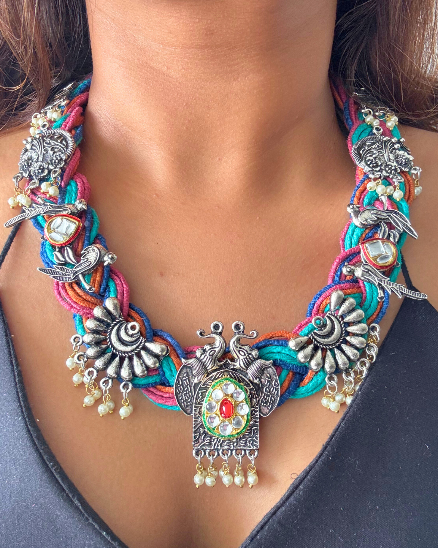 Rangoli Multicolour Jute Necklace