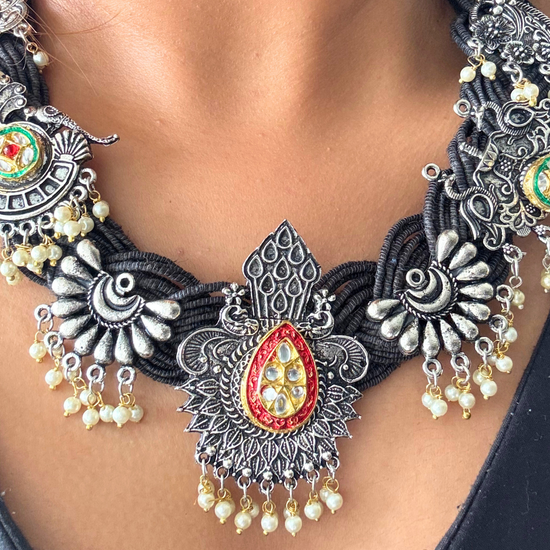 Adhira Black Jute Necklace