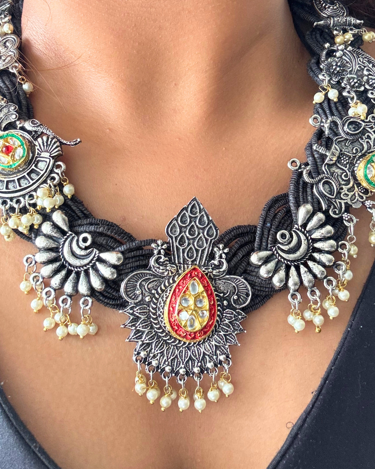 Adhira Black Jute Necklace